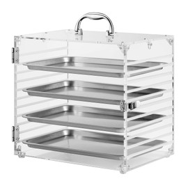 Famard Portable Miniature Carrying Case Compatible with Warhammer 40k, Clear Acrylic Storage and Display Case for Tabletop Miniatures with 4 Magnetic Trays