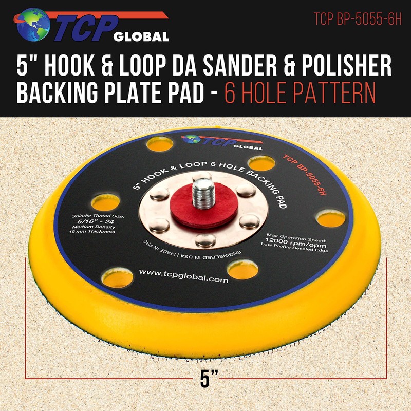 TCP Global 5" DA Sander & Polisher Backing Plate Pad,