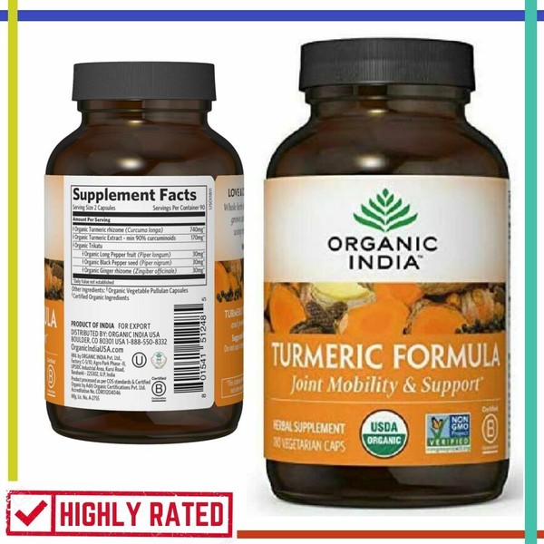 TURMERIC Curcumin Supplement High Bioavailability 180 Veg Capsules ORGANIC INDIA