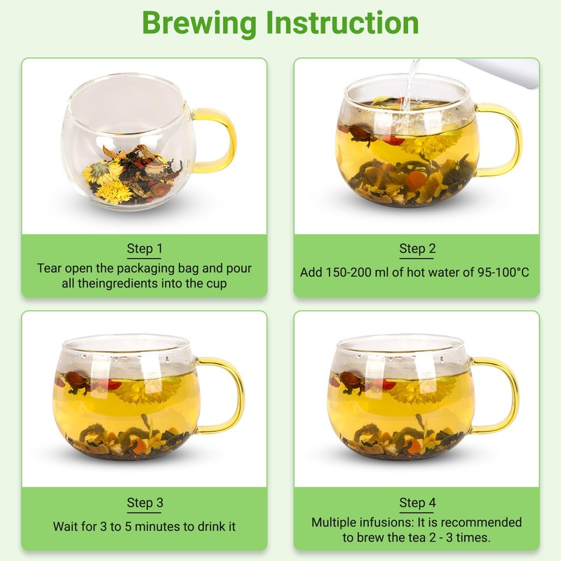 Dandelion Wolfberry Tea Organic, Chinese Traditional Seven Natural Herbs Formula