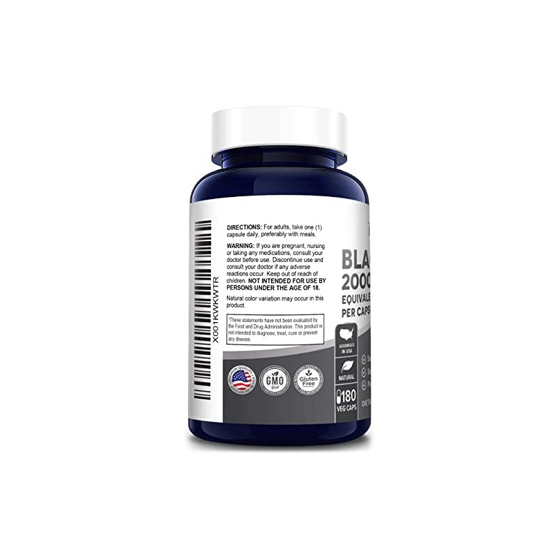 Best Black Maca Root 1600mg 200 Capsules (Non-GMO Gluten Free)