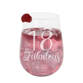 Always Looking Good 18th Birthday Gifts for Women 18 & Fabulous Engraved stemless Gin Glass Present for 18 Year Old Ladies stemless Gin Glass Laser Engraved Elegant stemless 18th Gin Glass