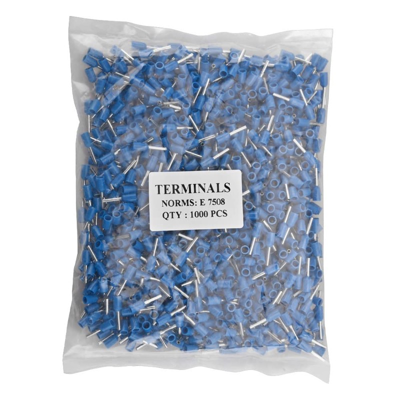 Heschen 1000pcs E7508 AWG 20/0.75mm² Wire Copper Crimp Connector Vinyl