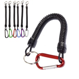 Coil Springs Keychain Cellphone Snap Hook Holder Retractable Coil Cord Key Chain Holder with Carabiner Keychain Pack of 6