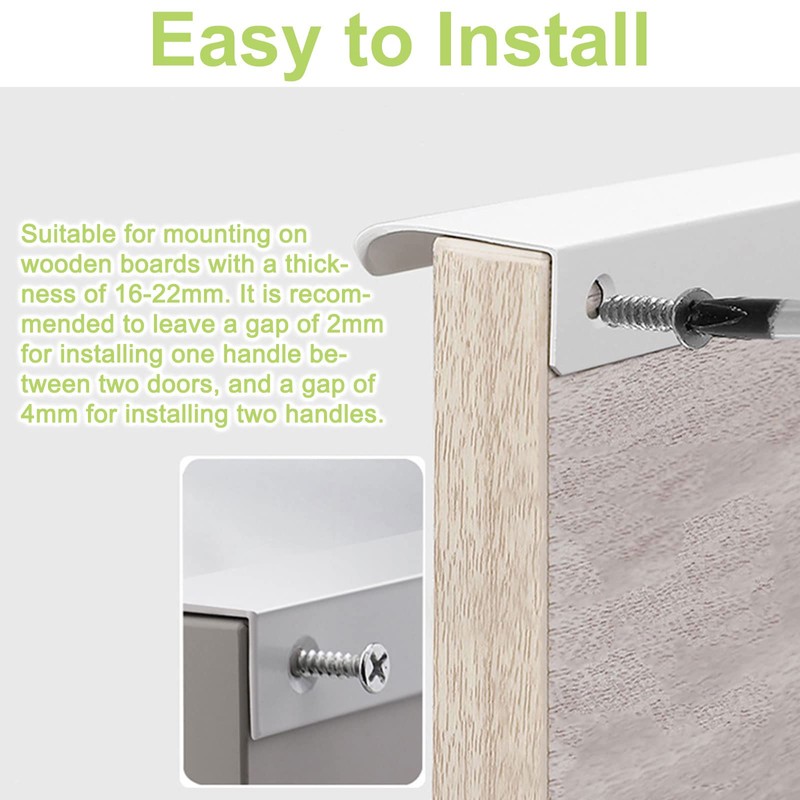 UFURMATE Back Mount Finger Edge Pull, 8Pcs White Aluminum Alloy