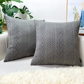 Booque Valley Decorative Pillow Covers, Pack of 2 Super Soft Elegant Modern 3D Embossed Patterned Gray Cushion Covers Stretchy Throw Pillow Cases for Sofa Bed Car Chair, 20 x 20 inch(Grey)