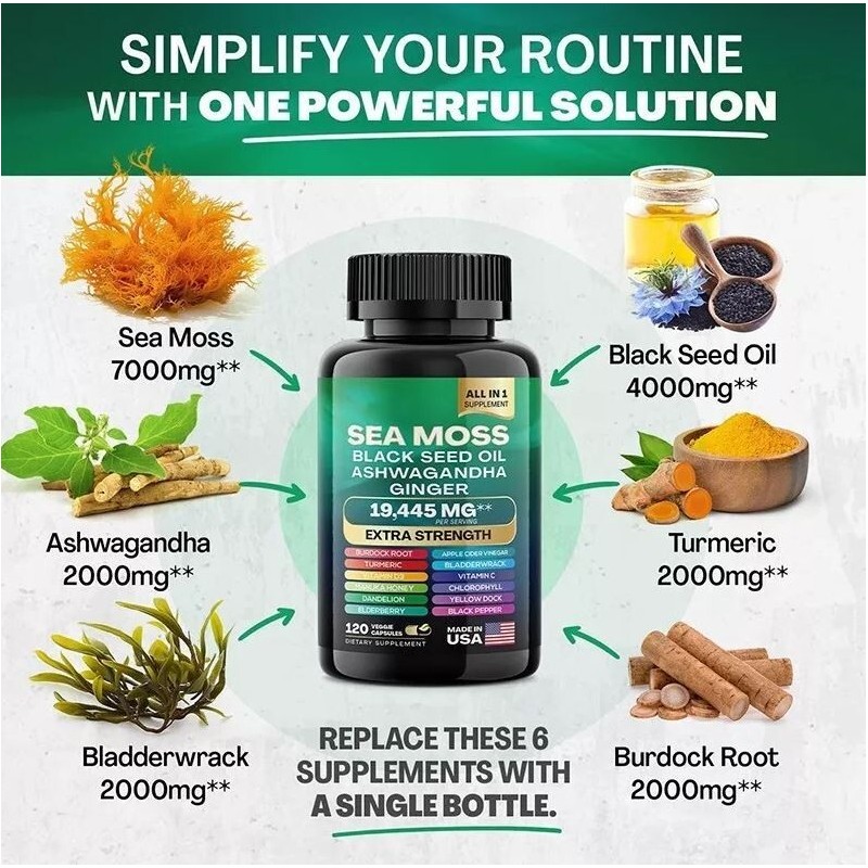 Sea Moss & Shilajit (Black Seed Oil, Turmeric, Ashwagandha, Ginger,
