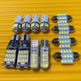 Car Inspection Compatible, Bright. Set of 12. Step Wagon, RK1, RK2, RK3, RK4, RK5, RK6, T10, LED, Back Lamp, License Light, Room Lamp Set, Honda Parts