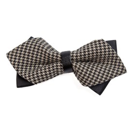 DonDon gent's retro-look pointed bow tie with hook fastener pre-tied and length adjustable beige-black