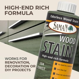 SamaN Interior Water Based Wood Stain - Natural Stain for Furniture, Moldings, Wood Paneling,Cabinets (Forest TEW-104-12, 12 oz)