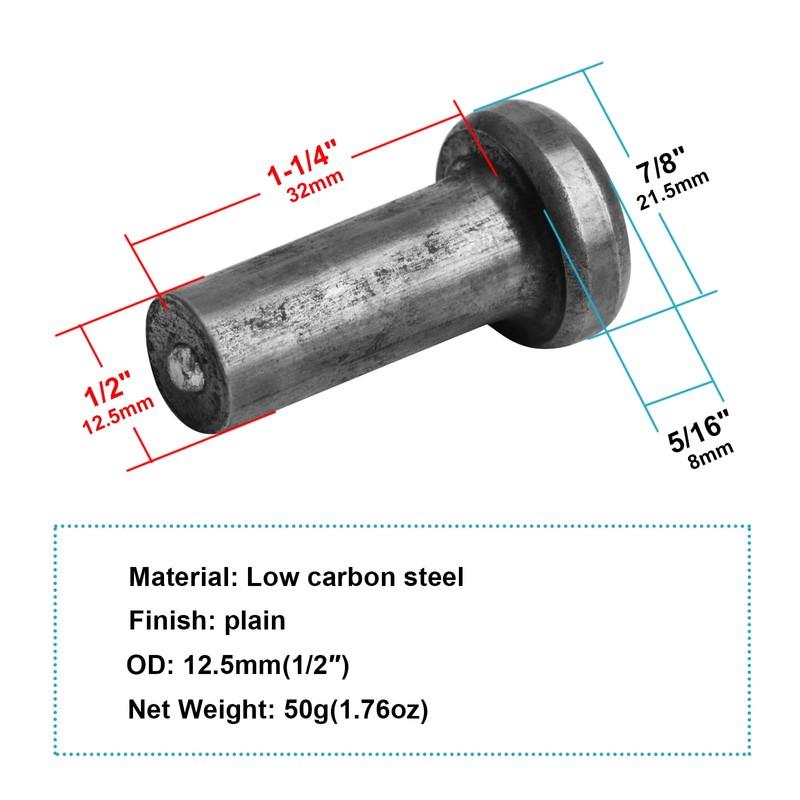 MOUNTAIN_ARK 20 Pack 1/2" x 1-5/8" Headed Concrete Anchor Weld