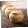 STOBAZA 1pc Bamboo Woven Tea Basket Mini Round Container for