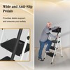 EASYBERG 3 Step Ladder with Safety Handrails, Heavy Duty Folding