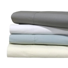 Oversized (102x112) Cotton Percale Flat Sheet Only for Queen Beds, Solid Sea