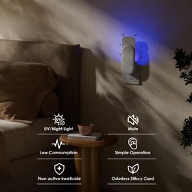 Hogius Fly Trap Indoor, 3 in 1 Plug-in Fruit Fly Trap, 4 Trap White and 20 Glue Cards, Fruit Fly Traps for Indoors, Flying Insect Trap for Gnat, Moth, Mosquito, Suitable for Every Part of The Home