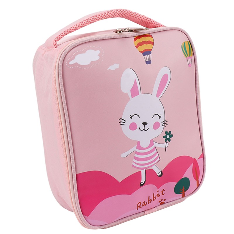 Insulated Lunch Holder Rabbit Pattern Portable Lightweight Handheld Oxford Cloth