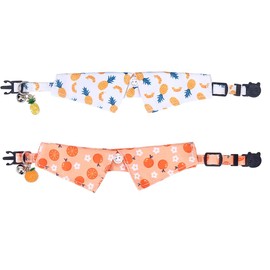 2 Pack/Set Cat Collar Breakaway with Cute Bow Tie and Bell Fruit for Kitty Adjustable Safety