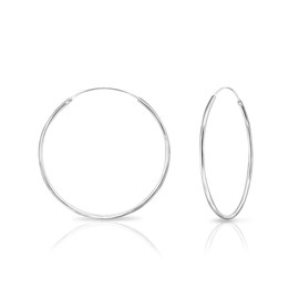 DTPsilver Women’s Large Hoop Earrings in 925 Sterling Silver and Thickness 1.2 mm, Available Diameters: 30, 35, 40, 50, 60, 70, 80 mm, Silver