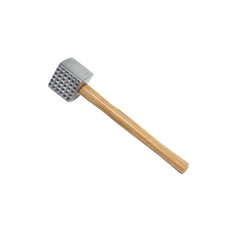 Winco Wood Handle Meat Tenderizer,Aluminum, Tan,Medium