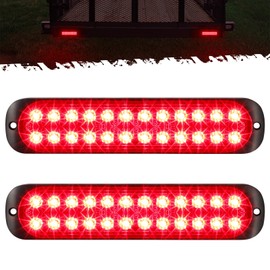 Partsam 2Pcs 7.5 inch Aluminum Housing Red 24LEDs Trailer Stop Brake Turn Signal Tail Light, Surface Mount Marker Lights of Trailer Truck Tractor RV Pickup Golf Cart, IP67 Waterproof