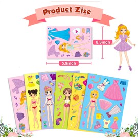 Make a Face DIY Stickers, 24 Sheets Princess DIY Stickers Kids Princess Stickers DIY Face Sticker Dress Me Up Stickers Stickers Children for Festive Party Gifts