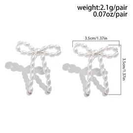 Pearl Drop Earrings Dainty Bow Earrings Pearl Beaded Stud Earrings Wedding Brides Earrings Party Prom Jewelry Gifts for Women