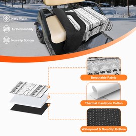 PGmoon Golf Cart Seat Covers, Universal Golf Cart Seat Towel Blanket with 4 Front Pockets & Nonskid Bottom Fits for EZGO, Yamaha, Club Car and More 2 Person Seats Golf Carts