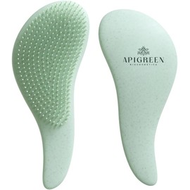 Apigreen Cepillo Desenredante Biodegradable para Cabello Seco y Húmedo | Cerdas Flexibles Antitirones | Cepillo Ecológico para Adultos y Niños, Forma Ergonómica