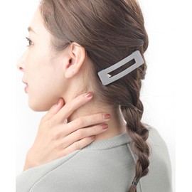 VINGTAINE H7772-GY- Hair Clip, Square Shape, Nuance, Dull Color, Patchin Clip, Design, Hair Accessories, Adult Casual, Simple