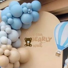 BOOMPA We Can Bearly Wait Wall Decal, Gender Reveal Sign Decor for Backdrop, Vinyl Nursery Wall Sticker, 35.4 x 11.8 inches (Brown （Bear）)