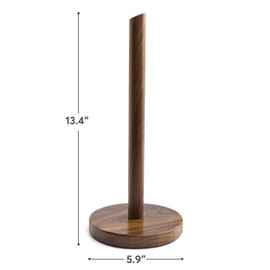 Kihomi Wooden Paper Towel Holder - Walnut Suction Cup Paper Roll Dispenser for Kitchen, Bathroom Countertop, Laundry Simple Decorative Dishcloth Rack Stand Scrunchie Display Storage (Dark Walnut)