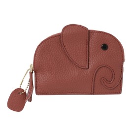 Wallet, Women's, Compact, Genuine Leather, Mini Wallet, Coin Case, Leather, Coin Purse, Wallet, Small, Genuine Leather, Cowhide Leather, Statue Shape, Elephant, Small, 4.5 x 5.6 inches (11.3 x 14.3 cm), Statue Mini Wallet (Brick)