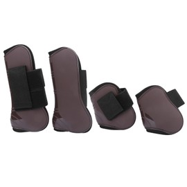 1Set Horse Tendon Boots PU Elastic Thickened Adjustable Horse Leg Protector with Nylon HookBrown XL
