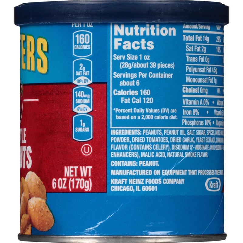 Planters Chipotle Peanuts, 6.0 oz Canister