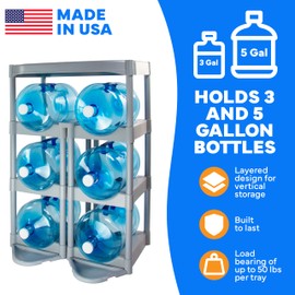 Bottle Buddy Water Bottle Storage Rack 6 Tray - Plastic Water Bottle Organizer for Three to Five Gallon Bottle Storage – Customizable Water Gallon Holder for Easy Storage and Organization