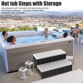 Hot Tub Steps, Outdoor Spa Steps with Storage, Non-Slip & Sturdy Hot Tub Stairs, 36 Inches Long