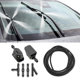 HAOBO Windshield Washer Nozzles Kit, Front Windshield Spray Nozzles, Wiper Spray Washer Jet and Fluid Hose with Connectors, Universal Windshield Washer Hose Kit Car Accessories Fits for Most Car