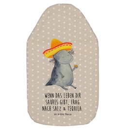 Mr. & Mrs. Panda Axolotl Tequila Hot Water Bottle - Gift, Lemon, Children's Hot Water Bottle, Grain Cushion, Holiday, Saying, Hot Water Bottle with Cover, Motivation, Hot Water Bottle Cover