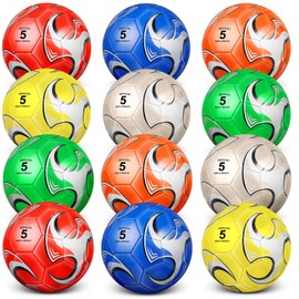 Supervitae 12 Pack Soccer Balls for Teen Adult Bulk Deflated Soccer Balls with Pump Outdoor and Indoor Training Practice Soccer Ball for School Sports Game Birthday Gift Party(Size 3)