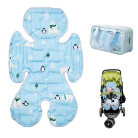 Gresource Car Seat Gel Baby Cooling Pad, Double Sided and Fordable Breathable Ice Seat Liner Cooler Mat Cushion for Stroller, Baby Chair, Child Safety Car Seat, Cribs and Bassinets (Penguin)