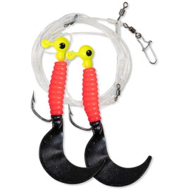 Rhino Premium Pilk Assist Multi Rig Leader with Fishing Hooks for Instant Use Monofilament Fishing Line Marine Fishing Tackle Black/Red 1.20m/20cm