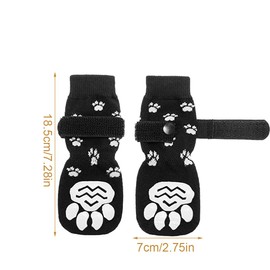 XPEX 4 Pack Non-Slip Dog Socks, Non-Slip Dog Socks for Indoor Use, Non-Slip Dog Socks with Adjustable Straps, Dog Socks with Rubber Soles, Dog Paw Protector