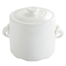 Hemoton White Ceramic Stew Pot with Lid Steam Soup Bowl with Handles Steaming Cup Soup Noodle Bowl Stockpot Cookware for Egg Custard Medicinal and Birds Nest
