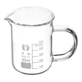 YOKIVE Glass Beaker with Handle, Laboratory Use Liquid Measuring Cup, Great for Lab, Kitchen, Daily Use (Clear, 50ML)