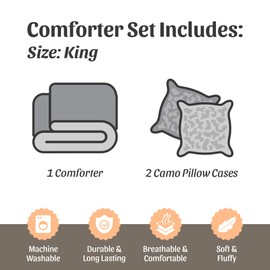 Regal Comfort Biohazard Green Camouflage King 3pc Premium Luxury Comforter, and Pillowcases Shams Set Camo Bedding Set for Hunters Adult Teens Boys and Girls