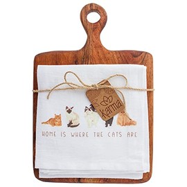 Karma Gifts Tea Towel W/Cutting Board, CAT, One Size