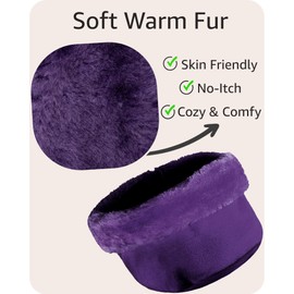 3 Pieces Set Matching Hat, Gloves and Scarf for Woman. Solid Colors - Purple