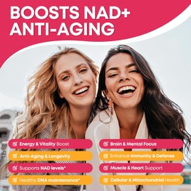 NAD+ Gummies, 1200mg Liposomal NAD Supplement for Women & Men with Trans-Resveratrol & Black Pepper Extract Anti-Aging Supplement, Brain & Cellular Mitochondrial Health Vegan Gluten Free - 60 Gummies