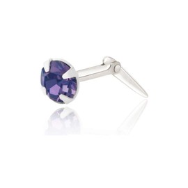 Andralok Sterling silver 3mm round tanzanite crystal nose stud