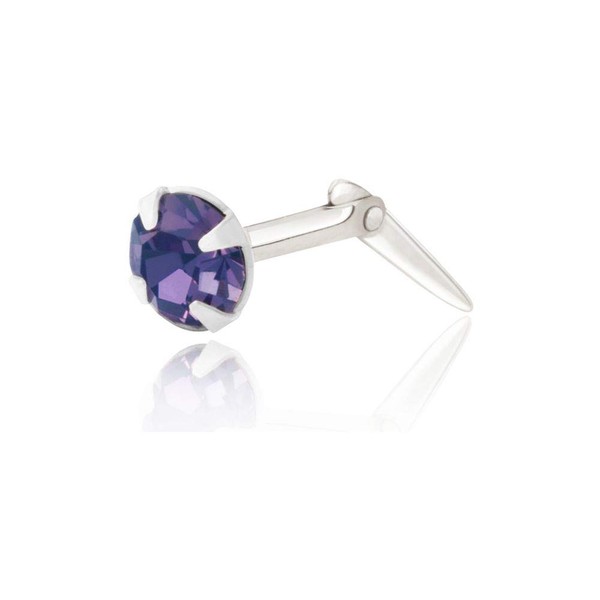 Andralok Sterling silver 3mm round tanzanite crystal nose stud